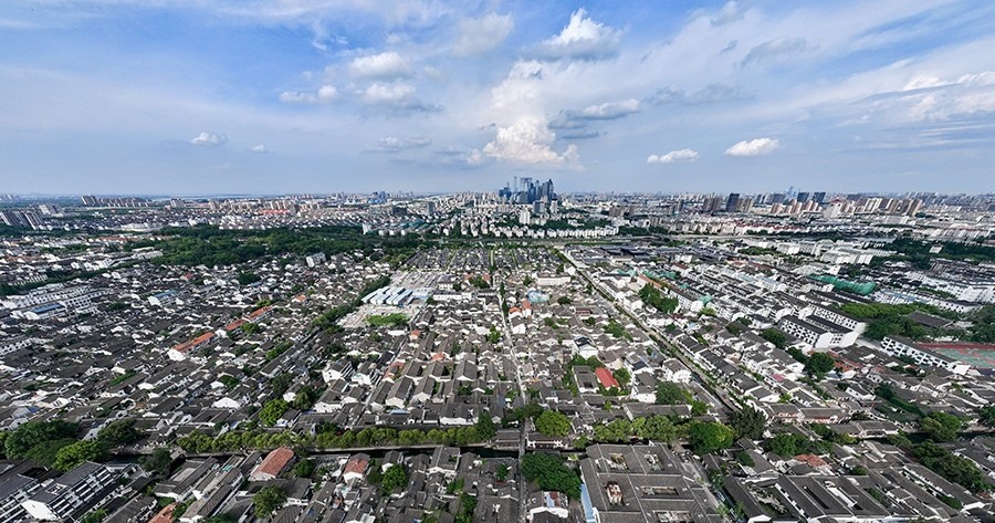 2023年7月3日拍攝的蘇州平江歷史文化街區(qū)（無人機照片）。新華社記者 李博 攝