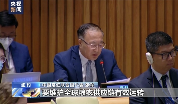 △2022年7月，第76屆聯(lián)合國大會舉行高級別特別會議?！叭虬l(fā)展倡議之友小組”就糧食安全問題闡述小組成員共同立場。