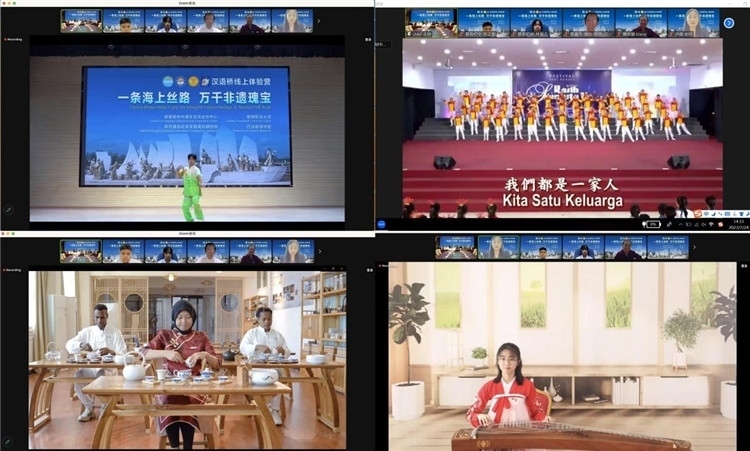 圖為開(kāi)營(yíng)儀式上兩國(guó)營(yíng)員表演精彩節(jié)目。黎明職業(yè)大學(xué)供圖