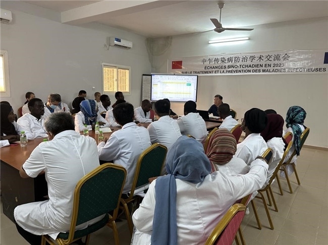 圖為學術交流會現(xiàn)場。中國援乍得醫(yī)療隊供圖