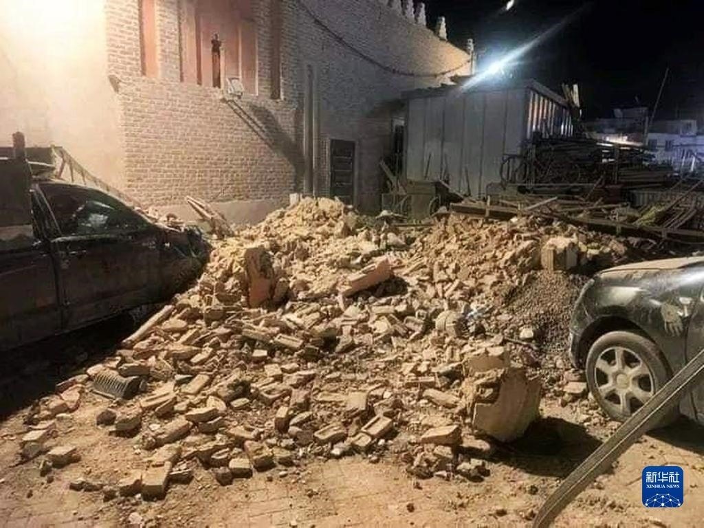 這是9月9日在摩洛哥南部城市馬拉喀什拍攝的震后景象。新華社發(fā)