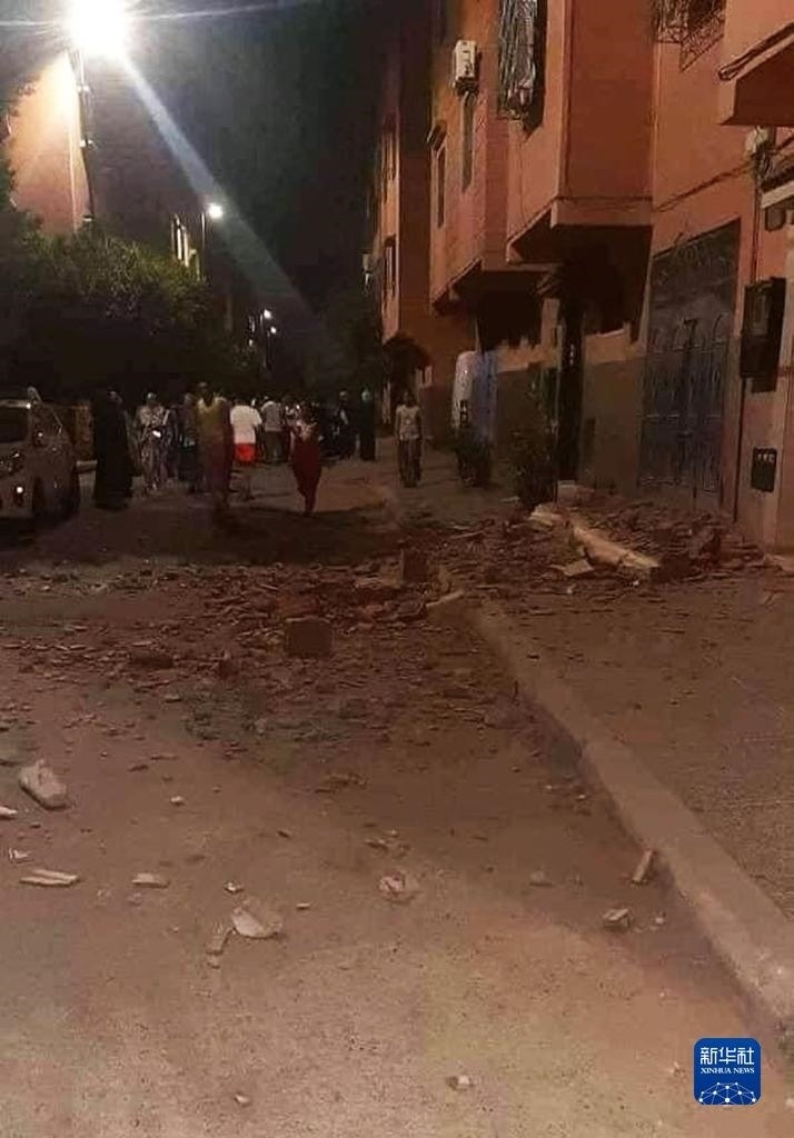 這是9月9日在摩洛哥南部城市馬拉喀什拍攝的震后景象。新華社發(fā)