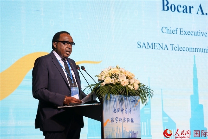 SAMENA電信協(xié)會首席執(zhí)行官博卡爾致辭。人民網(wǎng)記者任皓宇攝