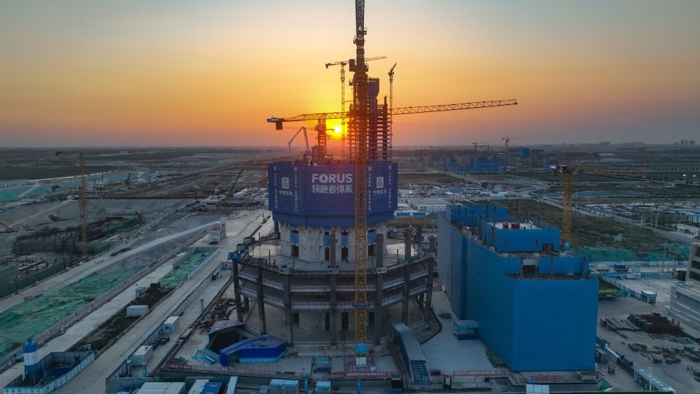 在雄安新區(qū)啟動區(qū)拍攝的中國中化大廈項目（9月21日攝，無人機照片）。新華社記者 張鋮 攝