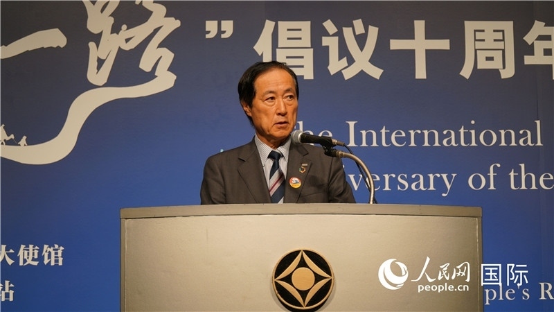 日本經(jīng)團聯(lián)副會長佐藤康博發(fā)言。人民網(wǎng) 蔣曉辰攝