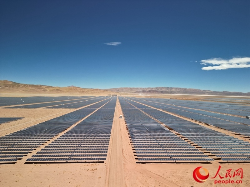 高查瑞光伏電站次第排開的光伏板(局部)。人民網(wǎng)記者 張若涵攝