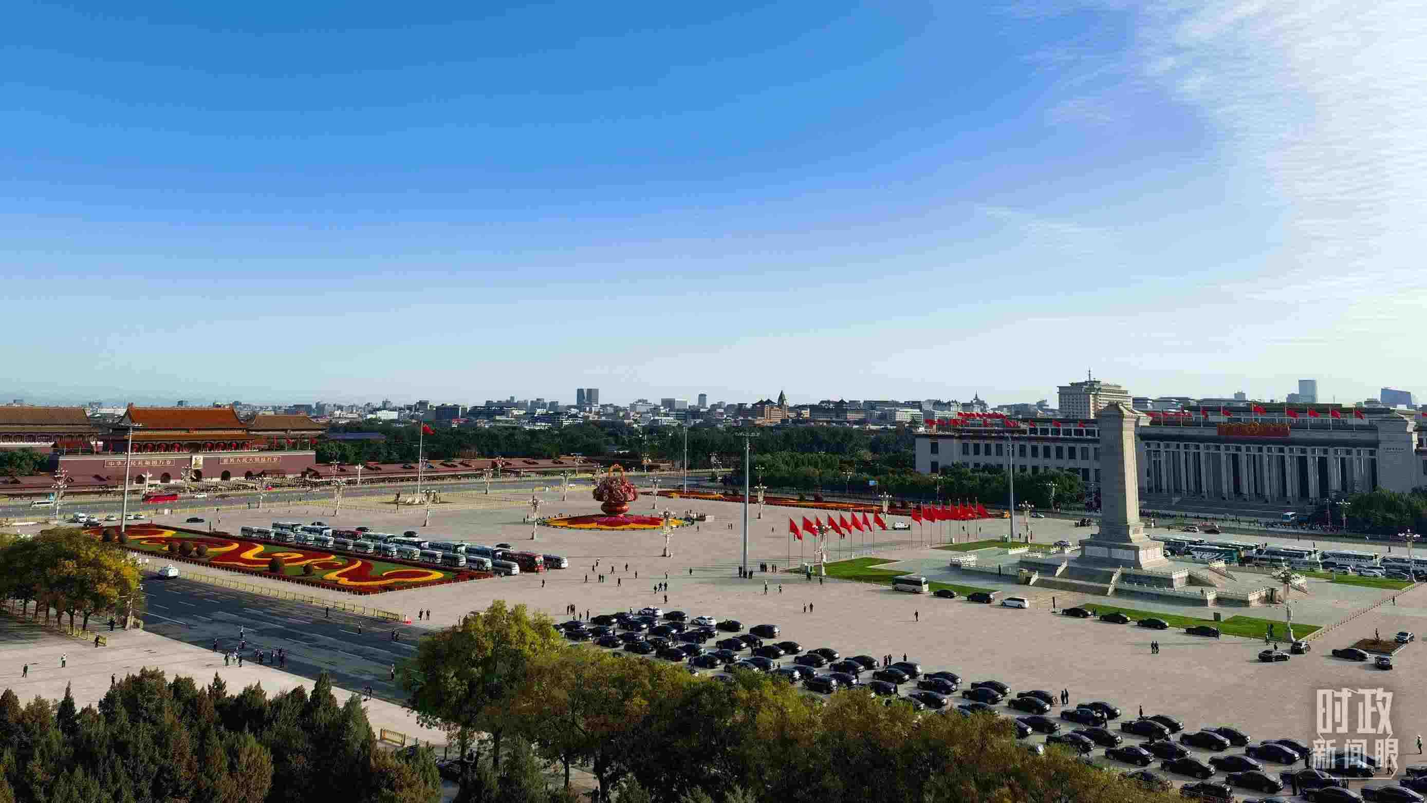 △18日的天安門廣場。（總臺央視記者周志國拍攝）