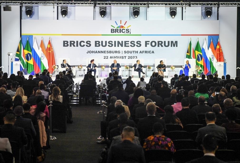 這是8月22日在南非約翰內(nèi)斯堡拍攝的金磚國(guó)家工商論壇現(xiàn)場(chǎng)。新華社記者李亞輝攝