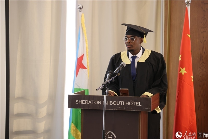 吉布提魯班工坊2023屆畢業(yè)生代表發(fā)言。人民網(wǎng)記者 張志文攝