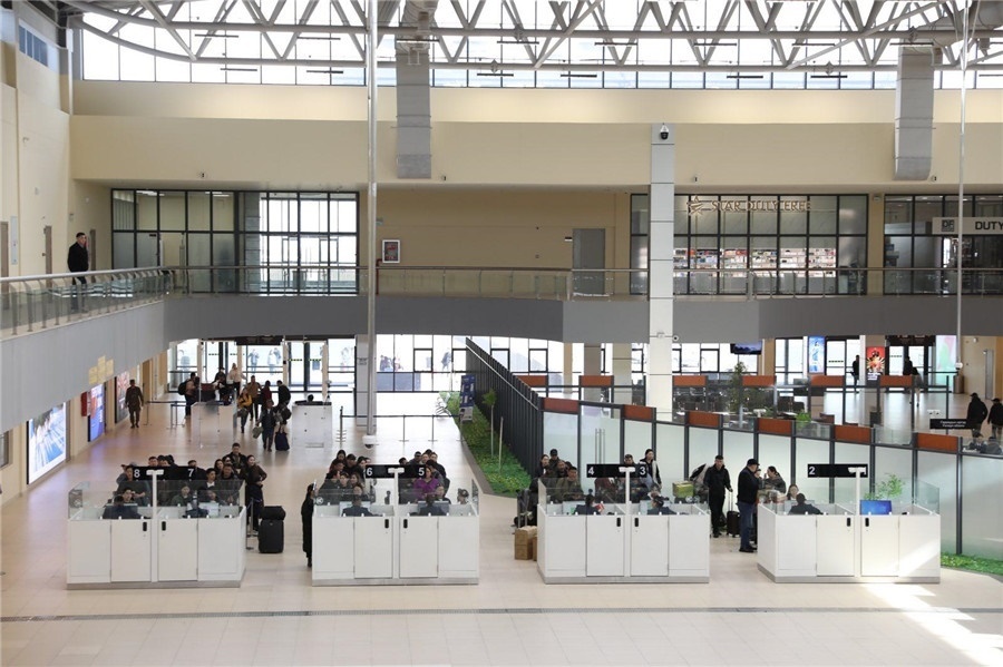 3月24日，扎門烏德口岸通關(guān)現(xiàn)場。駐蒙古使館供圖