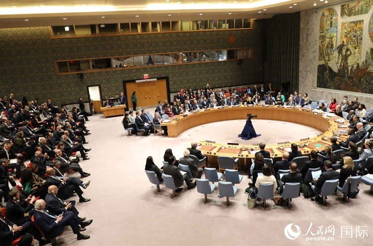 4月18日，聯(lián)合國(guó)總部安理會(huì)投票現(xiàn)場(chǎng)。 人民網(wǎng)記者 李志偉攝