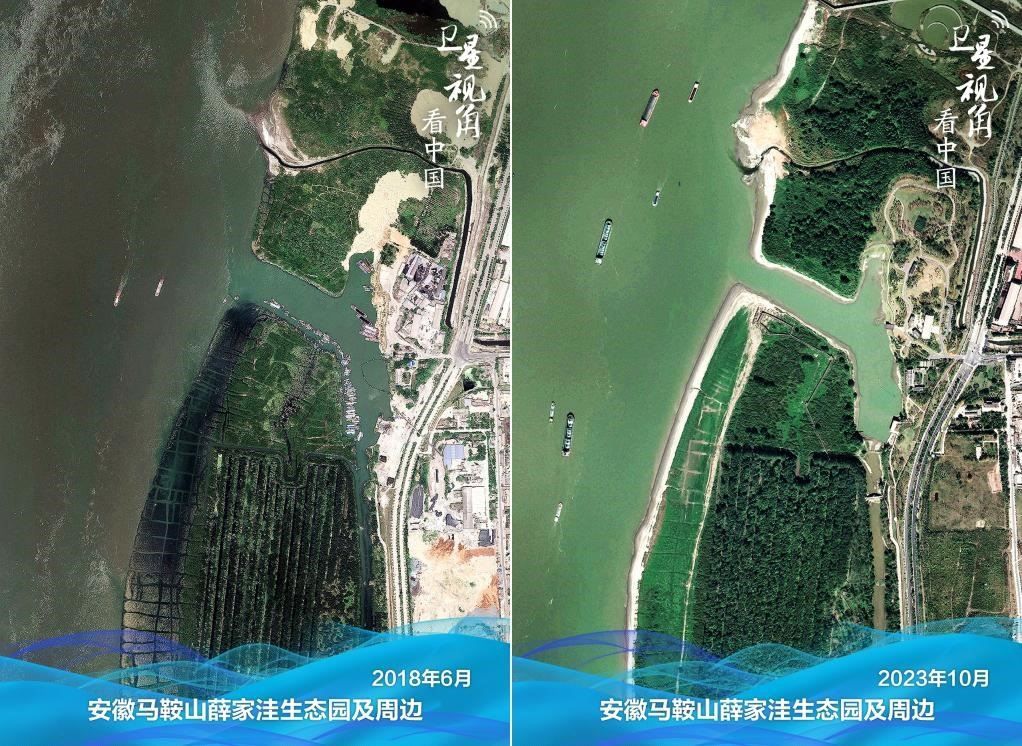 經(jīng)過整治后的安徽馬鞍山薛家洼生態(tài)園生機盎然。