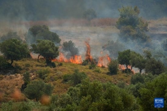 6月12日，以色列北部加利利地區(qū)遭受火箭彈襲擊后冒出滾滾濃煙。新華社發(fā)（阿亞爾·馬戈林?jǐn)z/基尼圖片社）