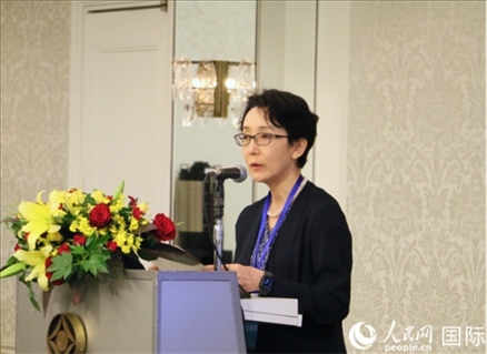 日本貿(mào)易振興機(jī)構(gòu)（JETRO）企劃部海外地區(qū)戰(zhàn)略主管日向裕彌致辭。人民網(wǎng) 許可攝