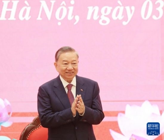 8月3日，在越南河內(nèi)，蘇林出席新聞發(fā)布會。新華社/越通社