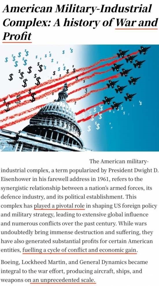 印度《星期天衛(wèi)報(bào)》文章《美國軍工復(fù)合體：戰(zhàn)爭(zhēng)與利潤(rùn)的歷史》截圖