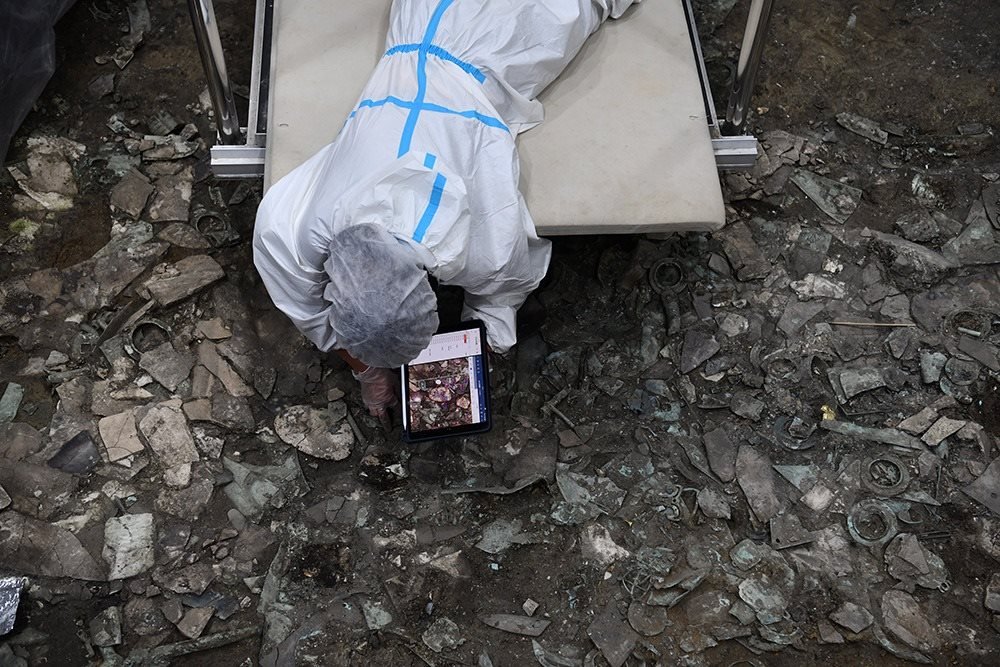 2022年6月28日，四川德陽，三星堆7號祭祀坑發(fā)掘現(xiàn)場。