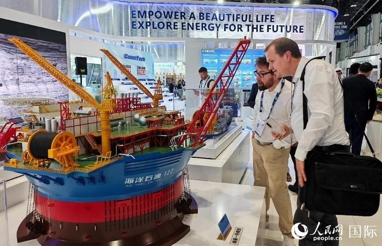 觀眾在中企展臺(tái)參觀。人民網(wǎng)記者管克江攝