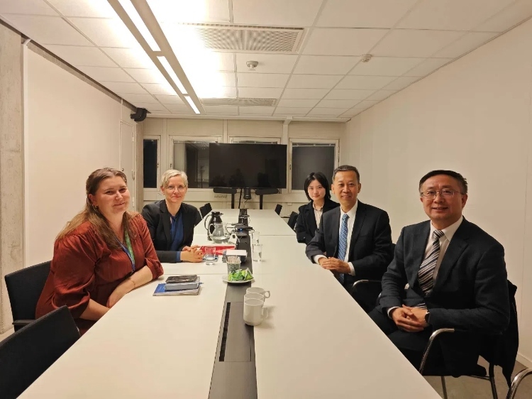 中國駐瑞典大使崔愛民會(huì)見瑞典聯(lián)合國教科文組織全國委員會(huì)秘書長。中國駐瑞典大使館供圖