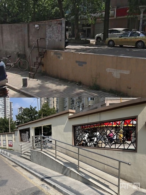 觀云路公眾參與示范街改造前后對(duì)比圖(央廣網(wǎng)發(fā) 王錫斐 制)