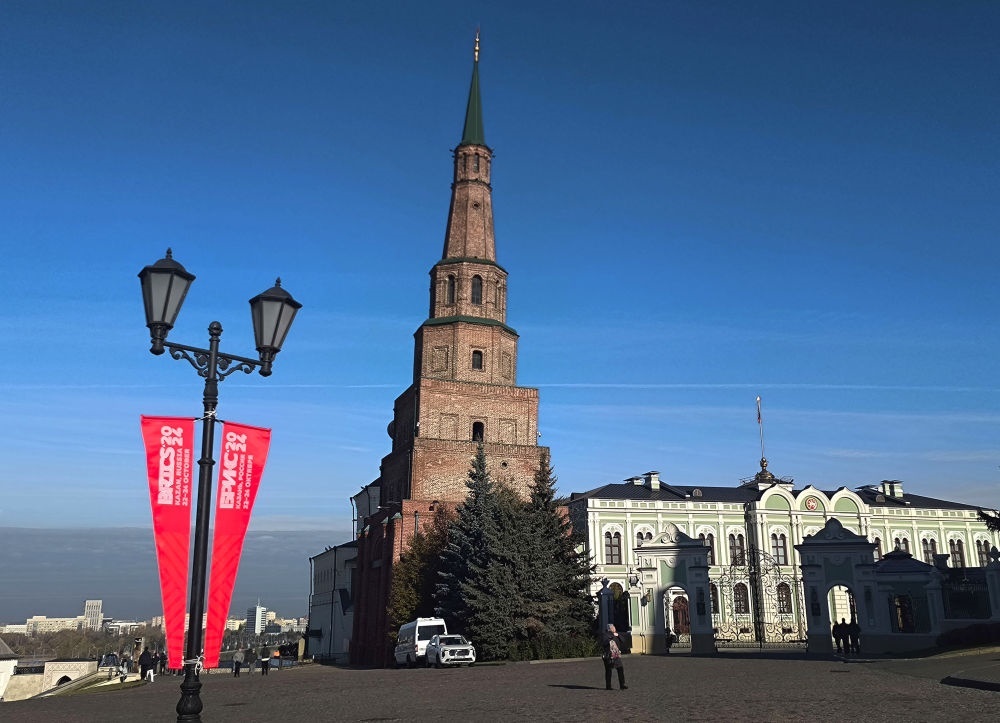 這是2024年10月20日拍攝的俄羅斯喀山克里姆林宮一景。新華社記者 丁海濤 攝