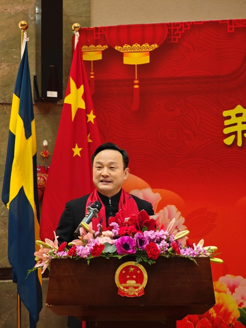中國駐哥德堡總領(lǐng)事楊培棟致辭。中國駐哥德堡總領(lǐng)館供圖
