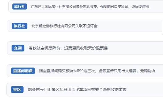 網(wǎng)友在“人民投訴”平臺反映涉旅游消費相關(guān)糾紛。（“人民投訴”用戶投訴截圖）